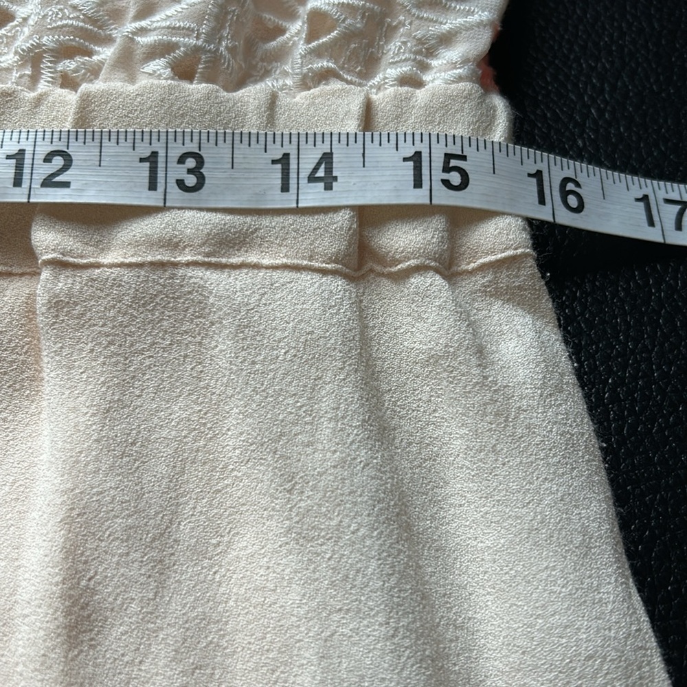 MAJE Lola Embroidered Playsuit Romper Pull On Vneck Ivory Pink Lace Sz 1 Small - Picture 13 of 14
